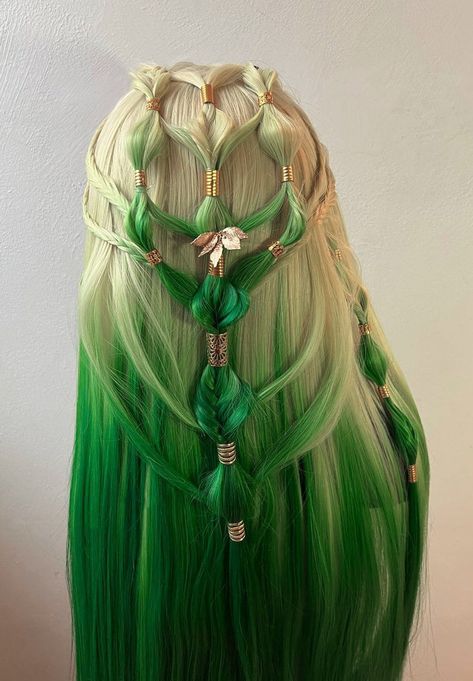 Fairycore Earth Spirit Cosplay Braided Wig - Etsy Fairy Cosplay Hairstyles, Fitted Fairycore Cosplay Costume, Fairycore Fitted Cosplay Costume, Fantasy Hair Wig, Earth Fairy Cosplay, Waterfall Braids, Earth Spirit, Braided Wig, Hair Stylies