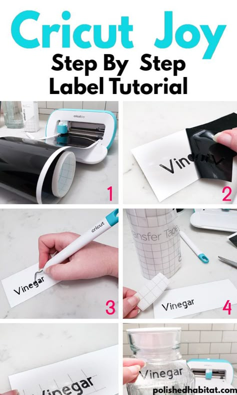 The brand new Cricut Joy machine is perfect for small projects like household labels!  This introduction post has a detailed step-by-step tutorial for making your very first vinyl label with Cricut Joy. It's so easy and quick!   You'll love these waterproof vinyl stickers / labels for glass or plastic jars and containers.   How to Make Label At Home | Vinyl Labels Cricut | Cricut Joy machine | How to Use Cricut Joy | What to make with Cricut Joy | What Is Cricut Joy Cricut Joy Projects Beginner Vinyl, Things To Make With Cricut Joy, How To Make Vinyl Stickers, Cricut Joy Labels, Cricut Joy Vinyl, Household Labels, Labels Cricut, Cricut Labels, Cricuit Joy