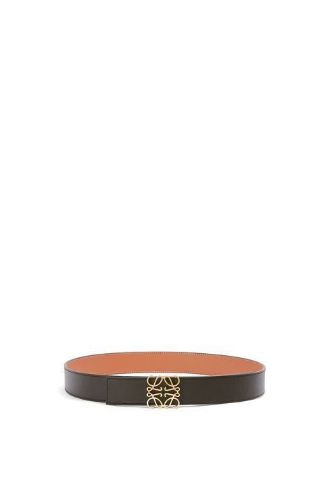 LOEWE Reversible Anagram belt in smooth calfskin Tan/Black/Gold Loewe Belt, Loewe Anagram, Reversible Belt, Narnia, Gym Wear, Calf Skin, Mens Accessories, Buckle, Gold