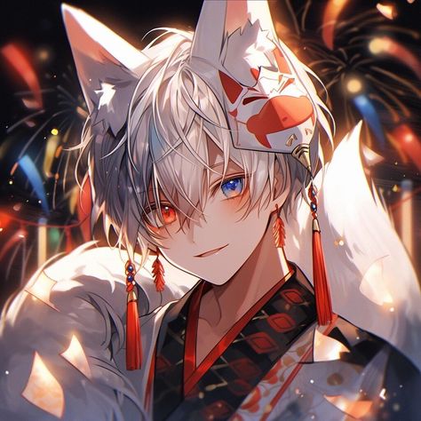 Anime Fox Boy, Japanese Kitsune, Anime Cat Boy, Japanese Wallpaper, Demi Human, Anime Galaxy, Images Kawaii, Wallpaper Pfp, Japon Illustration