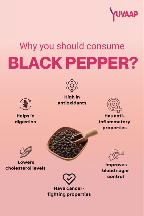 Read these benefits of Black Pepper . . #yuvaap #diet #healthylifestyle #yuvaapofficial #dietandnutrition #healthy Black Pepper Benefits, Benefits Of Black Pepper, Pepper Benefits, Nutritious Diet, Blood Sugar Control, Herbs For Health, Cholesterol Levels, Nutrition Advice, Diet And Nutrition