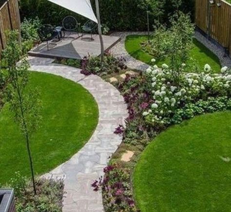 Circular Garden Design, Small Garden Plans, Moderne Have, Small Garden Landscape, Small Yards, Minimalist Garden, Back Garden Design, Garden Design Layout, Modern Garden Design