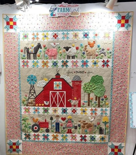 Farm Sweet Farm Quilt kit using Farm Girl Vintage by Lori Holt | Etsy Farm Quilt Patterns, Farm Animal Quilt, Farm Sweet Farm, Row Quilt, Farm Quilt, Baby Quilt Patterns, Childrens Quilts, Quilt Care, Animal Quilts