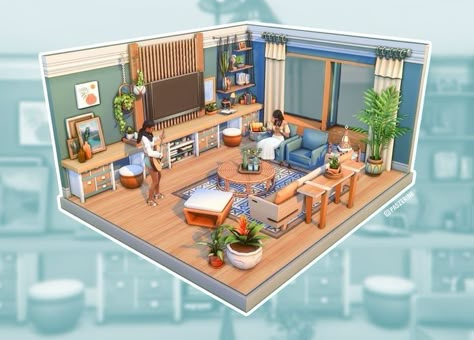 Living Room Sims 4, Bohemian Style Living Room, Bohemian Style Living, San Myshuno, Sims 4 House Plans, Sims 4 House Building, Sims 4 House Design, Casas The Sims 4, Sims Building