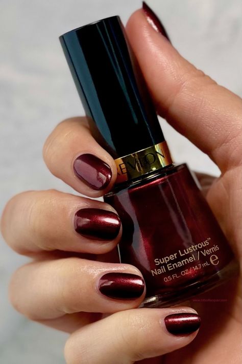 Revlon Divine swatch Revlon Divine Nail Polish, Cranberry Red Nails, Winter Red Nails, Deep Red Nail Polish, Deep Red Nails, Warm Skin Tone, Winter Red, Nail Colors Winter, Red Nail Polish