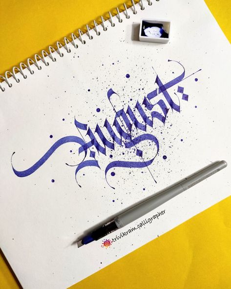 August Calligraphy, Spilled Drink, Modern Calligraphy Quotes, Calligraphy Letters Design, Design Handwriting, Calligraphy Letters Alphabet, Fonts Handwriting Alphabet, Gothic Lettering, Innovative Logo