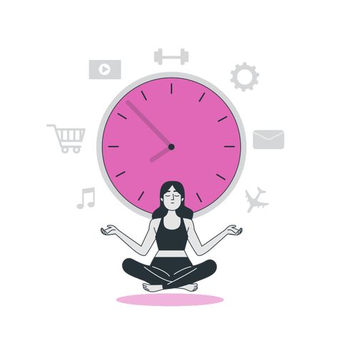 Transcendental Meditation Technique, Metta Meditation, Management Logo, Png Illustration, Focus Your Mind, Clock Icon, Free To Use Images, Illustration Work, Concept Illustration