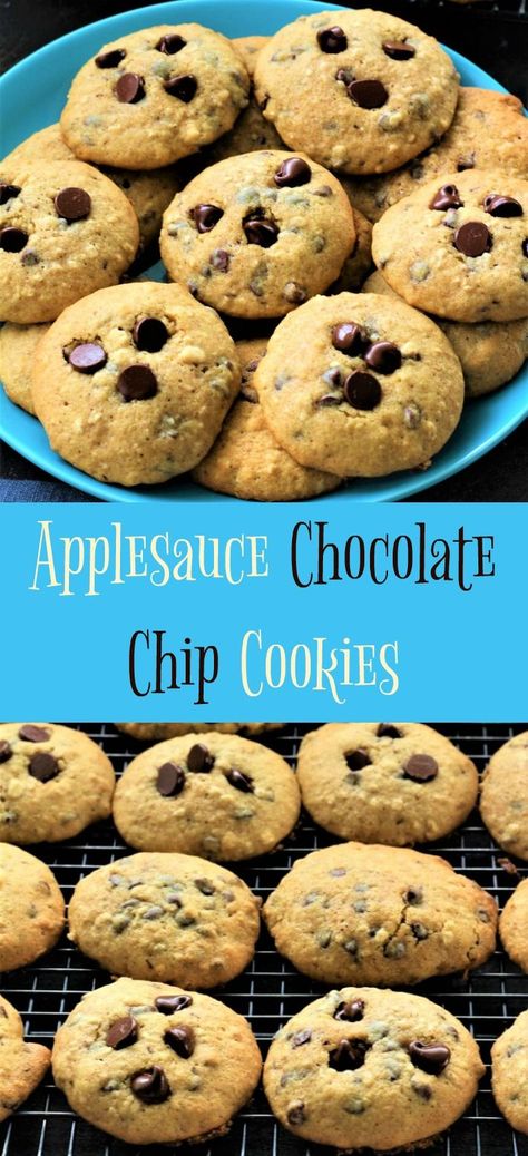 Applesauce Chocolate Chip Cookies, Applesauce Cookies Recipes, Oatmeal Applesauce Cookies, Applesauce Cookies, Applesauce Recipe, Apple Sauce Recipes, Chocolate Chip Cookies Recipe, Cookies And Candy, Apple Desserts