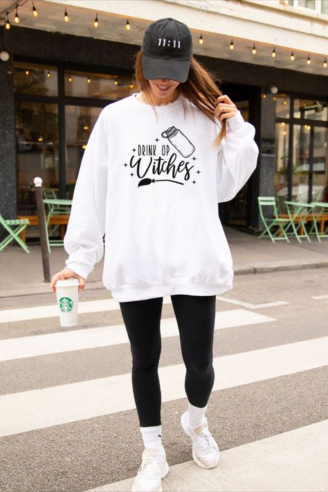 Cute Halloween sweatshirt, Fall sweatshirt, Funny Halloween shirt, Drink up Halloween, Spooky vibes, Spooky season, Minimalist Halloween Neutral Sweatshirt, Sweatshirt Preppy, Preppy Sweatshirts, Pic Inspiration, Football Sweater, Club Sweatshirts, Football Sweatshirt, Mom Stuff, Future Mrs