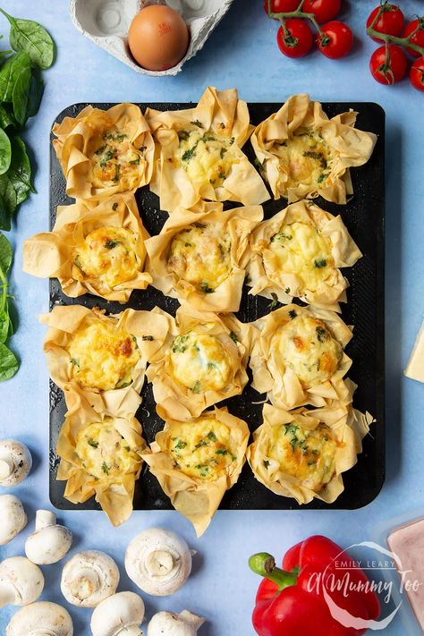 Filo Pastry Recipes Savoury, Quiche Spinach, Philo Dough, Toddler Recipe, Filo Pastry Recipes, Quiche Cups, Egg Quiche, Mini Quiche Recipes, Phyllo Dough Recipes