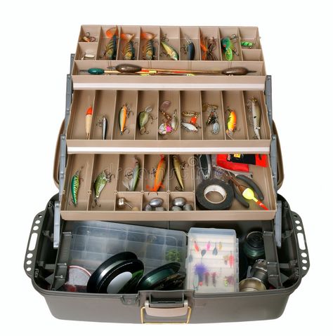 Fishing tool box. Full fishing tool box - everything a fisherman would need , #spon, #box, #tool, #Fishing, #fisherman, #fishing #ad Fishing Tools, Outdoor Adventures, Tool Box, Gift Tags, Photo Image, Fishing, Stock Photos, Fish, Tools