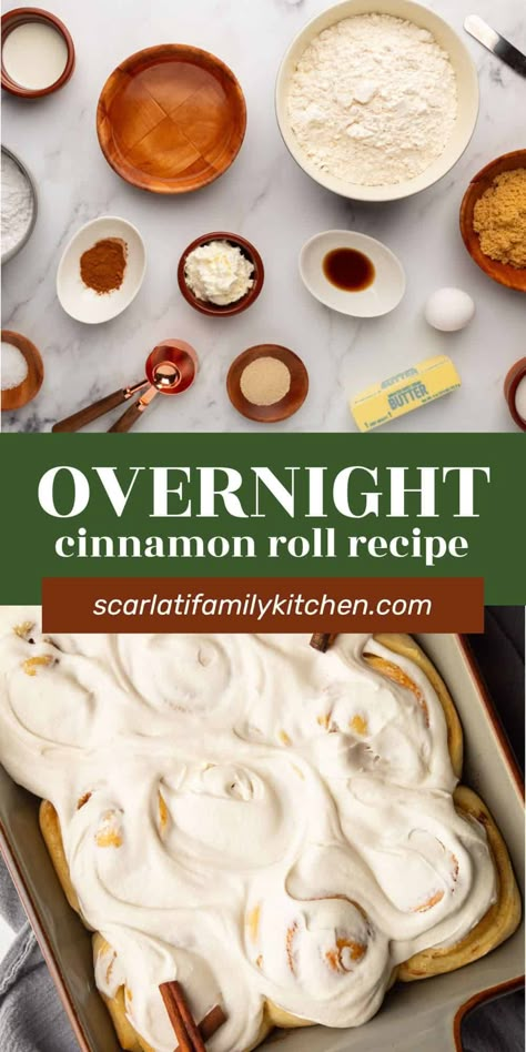 These overnight cinnamon rolls with cream cheese icing are the best, fluffy cinnamon rolls. They are perfect for special occasions or Christmas morning! Cinnamon Rolls Homemade Make Ahead, Cinnamon Roll Easy Recipe, Cinnamon Rolls Homemade Cream Cheeses, Cinnamon Rolls Homemade Overnight Rise, Easy Overnight Cinnamon Rolls Recipe, Homemade Overnight Cinnamon Rolls, Best Overnight Cinnamon Rolls, Cinnamon Rolls Make Ahead, Cinnamon Roll Casserole From Scratch