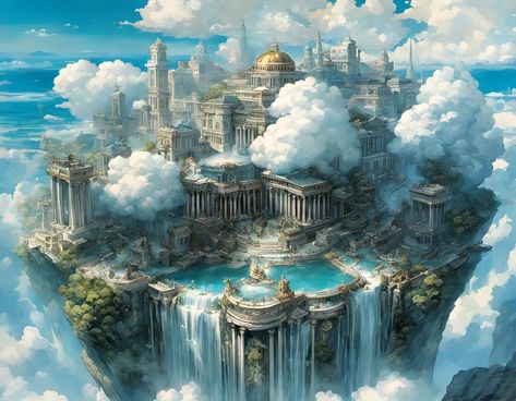 Mount Olympus - AI Generated Artwork - NightCafe Creator Hotel Design Architecture, Cloud City, Mount Olympus, Athena Goddess, Fantasy Places, Greek Myths, God Art, Art Generator, Have A Beautiful Day