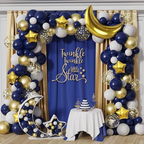 Star Balloon Garland, Moon Balloon, Star Birthday Party, Star Birthday, Twinkle Twinkle Baby Shower, Moon Baby Shower, Birthday Party Theme Decorations, Garland Arch, Gold Baby Showers