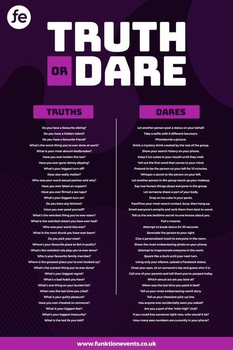 Risky Truth Or Dare Questions, Adult Truth Or Dare Questions Dirty, Truth Or Dare Questions For Best Friends, Truth Or Dare Questions For Teenagers, True Or Dare Questions, Spicy Truth Or Dare Questions, Dare Ideas, Game To Play With Friends, Funny Truth Or Dare