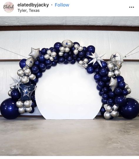 Dallas Cowboy Balloon Garland, Dallas Cowboy Theme Party, Dallas Cowboys Balloon Arch, Dallas Cowboys Backdrop, Dallas Cowboys Balloon Garland, Dallas Cowboy Party Ideas, Dallas Cowboys Birthday Party Decoration, Dallas Cowboy Birthday Party, Dallas Cowboys Centerpieces Ideas