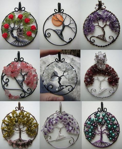 Hello everyone! First off, I want to apologize for not posting any of my usual things... I've been really focused on making these tree of life pendants. I wanted to give you an updated collage of w...: Kat Haken, Tree Of Life Jewelry, Wire Trees, Bijoux Fil Aluminium, Wire Tree, Diy Wire Jewelry, Wire Work Jewelry, Wire Pendant, Tree Of Life Pendant