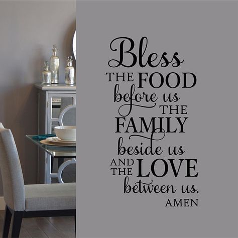 Food Prayers, Cricut Quotes, Bible References, Wall Sayings, Family Wall Quotes, Household Accessories, Family Love Quotes, Vinyl Wall Lettering, Wall Lettering