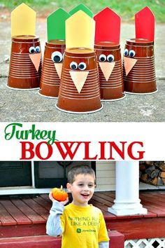 Thanksgiving Kids Games, Turkey Bowling, Thanksgiving Lesson Plans, Fun Thanksgiving Games, Thanksgiving Activities Preschool, Thanksgiving Games For Kids, Thanksgiving Lessons, Thanksgiving Crafts Preschool, Thanksgiving School