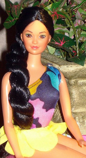 Tropical Miko Miko Barbie, Misty Watercolor, Tropical Barbie, 80s Barbie, Dark Black Hair, 80’s Toys, 1980s Barbie, Barbie 80s, Classic Barbie