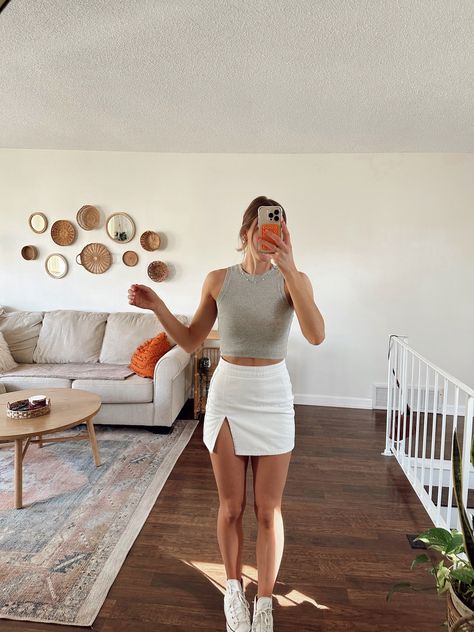 The Lola Mini Skirt White curated on LTK Simple Mini Skirt Outfit, White Linen Mini Skirt, White Linen Mini Skirt Outfit, Summer White Skirt Outfit, Satin Mini Skirt Outfit Summer, All White Skirt Outfit, Short White Skirt Outfit Summer, White Miniskirt Outfits, How To Style White Skirt