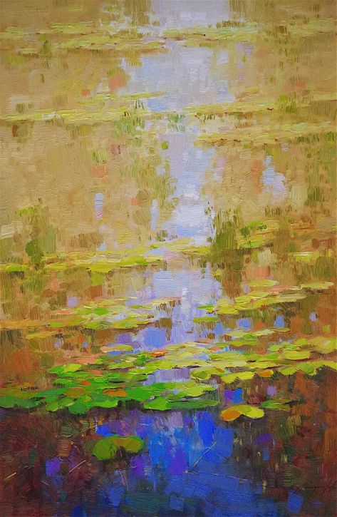 Vahe Yeremyan, Lotus Painting, Buy Original Art, Contemporary Landscape, Lily Pads, Emerging Artists, Abstract Landscape, Original Art, Portugal