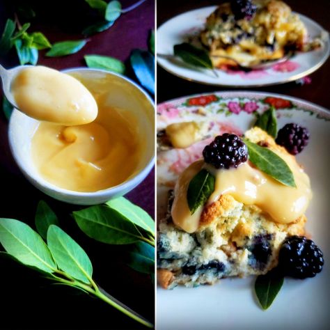 Brigid’s Magical Blackberry Scones w/ Bay Leaf Infused Custard Sauce: A Matter Of Celestial Timing – Gather Victoria Imbolc Feast, Blackberry Scones, Goddess Brigid, Kitchen Witch Recipes, Custard Sauce, Bay Laurel, Seed Cake, Celtic Goddess, Cookery Books