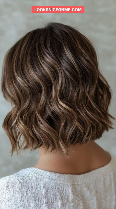 This gorgeous hair trend combines deep brown shades with soft caramel highlights, offering a warm and inviting look perfect for any occasion. #DarkCaramelBalayage #HairInspiration #BalayageGoals" Balayage Hair Short Brown, Brown Hair Balayage Caramel Short, Dark Bob With Caramel Highlights, Short Chocolate Brown Hair With Balayage, Winter Balayage Brunettes Short Hair, Carmel Balayage Brunettes Short Hair, Chocolate Brown With Caramel Highlights Short Hair, Shoulder Length Dark Brown Hair Balayage, Short Hair Balayage Brown