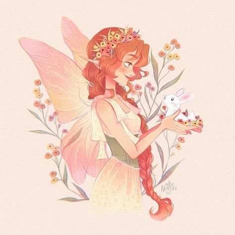 Spring Fairies, Forest Fairy Art, Fairy Art Drawing, Flying Fairy, Cute Fairy Drawings, Fairy Digital Drawing, Fairy Oc Art, Cute Fairy Character Design, Fairy Girl Drawing