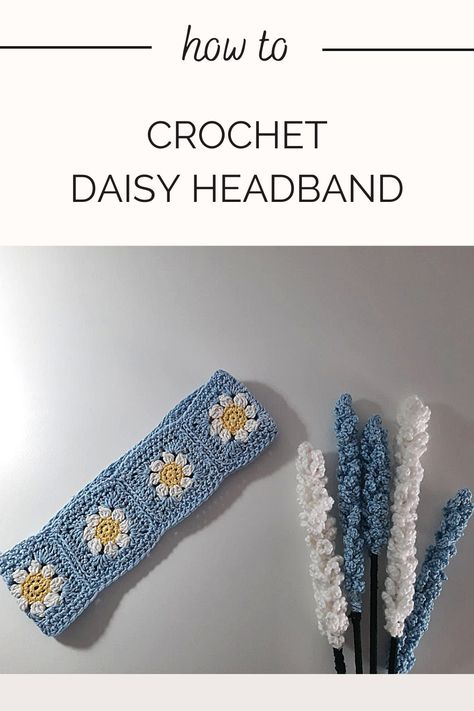 daisy granny square headband! This headband is not only practical, but also adds a touch of whimsy to any outfit. Crochet Headband Pattern Free Granny Square, Crochet Daisy Headband Free Pattern, Crochet Granny Square Ear Warmer, Daisy Headband Crochet, Granny Square Headband Crochet Pattern, Flower Crochet Headband, Granny Square Ear Warmer, Granny Square Headband Pattern Free, Crochet Daisy Headband