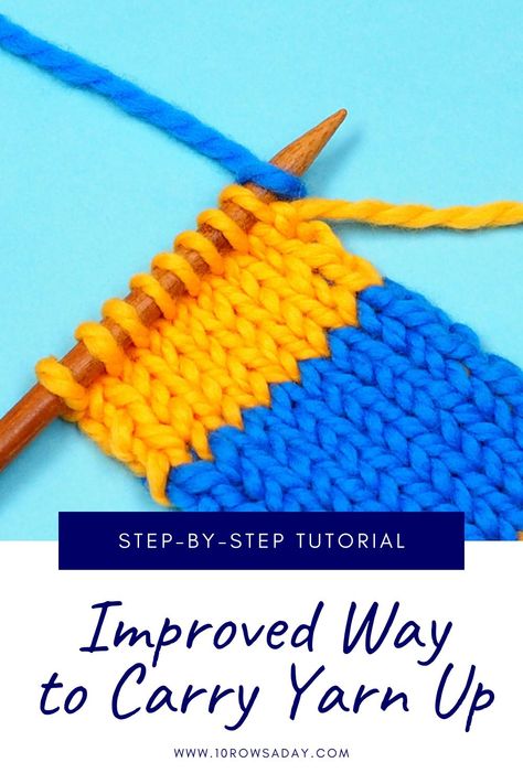 Detailed tutorial for beginner knitters about a simple way to invisibly carry yarn up without affecting the elasticity of the project. Knitting Edges, Knit Tutorial, Stitch Techniques, Knitting Hacks, Womens Knitting Patterns, Knitting Help, Knitting Stitches Tutorial, Easy Knitting Projects, Knitting Basics