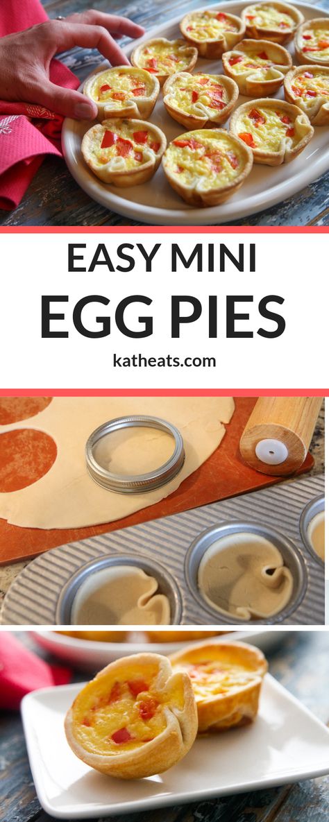 Egg Pies Breakfast, Egg Bites With Crust, Pillsbury Mini Pie Crust Recipes Breakfast, Eggs Appetizers, Mini Breakfast Casserole, Egg And Bacon Pie, Baked Egg Muffins, Cream Cheese Pie Crust, Mini Pie Crust