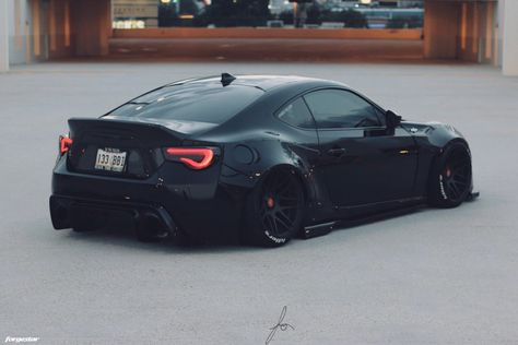 black-rocket-bunny-v1-widebody-kit-scion-frs-toyota-86-concave-forgestar-f14-wheels-q Toyota 86 Wide Body Kit, Black Brz Subaru, Black Gt86, Gt 86, Rocket Bunny, Slammed Cars, Scion Frs, Performance Wheels, Toyota Gt86