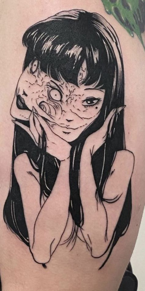 ig: bambi.tattoos Manga Tattoo, Horror Tattoo, Junji Ito, Aesthetic Tattoo, Tattoo Life, Dream Tattoos, Dope Tattoos, Anime Tattoos, Tattoo Design Drawings