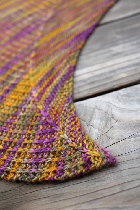 Tame wild, variegated yarn with slip stitches and the Odd Couple Shawl. | withwool.com Sock Yarn Shawls, The Odd Couple, Slip Stitches, Yarn Shawl, Knitting Hacks, Hand Knit Shawl, Linen Stitch, Scarf Yarn, Sock Knitting Patterns