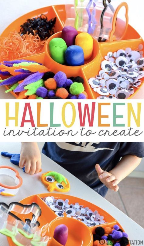 Invitation To Create, Halloween Crafts Preschool, Playdough Activities, Pumpkin Recipe, Halloween Preschool, Autumn Activities For Kids, Fall Preschool, Invitation To Play, Kids Create