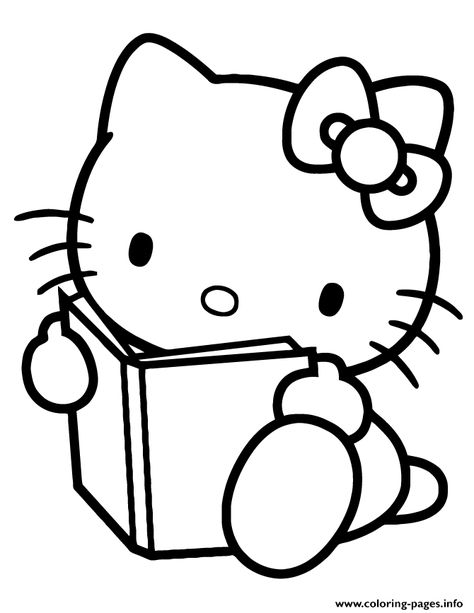 Hello Kitty Reading, Hello Kitty Clipart, Hello Kitty School, Kids Printable Coloring Pages, Hello Kitty Imagenes, Hello Kitty Colouring Pages, Images Hello Kitty, Hello Kitty Jewelry, Hello Kitty Images