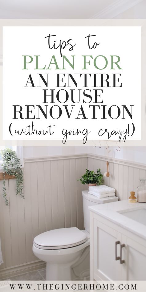 How to stay sane through home renovations. How to plan for entire house renovations. Home renovation worksheets. How to stay sane while renovating. Home renovations without going crazy Home Renovation Steps, Diy Budget Renovation, Diy Cottage Renovation, Budget Home Remodel, Whole House Makeover, Cost Of Renovating A House, Renovating A Small Old House, Tips For Home Renovation, Old House Renovation On A Budget