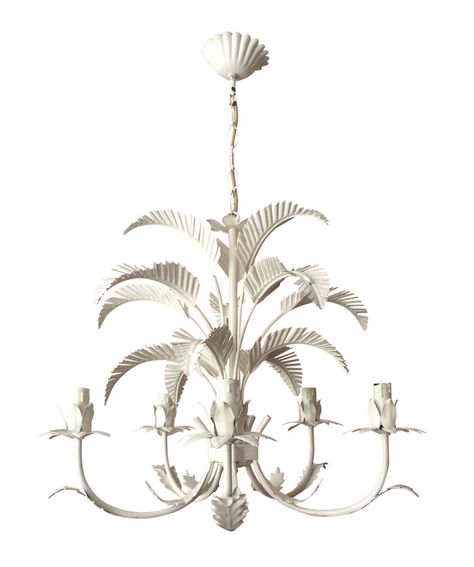 Hollywood Regency Palm Frond Chandelier Palm Royale, Hollywood Regency Interior, Mid Century Glam, Florida Kitchen, Electric Candle, Electric Candles, House Beach, Palm Fronds, Room Update