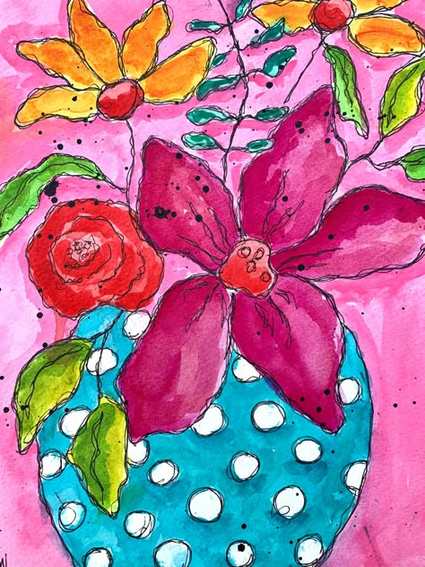 Great price on original art Colorful Floral Art, Folk Art Flowers, Abstract Flower Art, Flowers Wall Art, Painting Flowers, Flowers Wall, Flower Art Painting, Flower Wall Art, Watercolor Cards