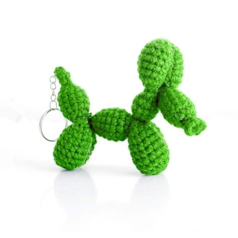 Balloon Animal Dog, Animal Crochet, Mini Balloons, Crochet Keychain Pattern, Dog Keychain, Balloon Dog, Crochet Animal Patterns, Blanket Yarn, Balloon Animals