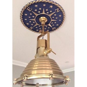 Compass Ceiling, Navy And Gold Decor, Rose Ceiling, Decor Ceiling, Navy Decor, Star Ceiling, Nautical Compass, Pineapple Decor, Ceiling Medallion