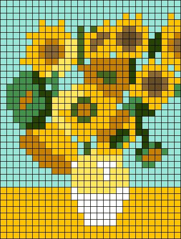 Alpha pattern #139613 | BraceletBook Flower Van, Vase Painting, Puff Quilt, Graph Crochet, Draw Animals, Easy Pixel Art, Pixel Crochet, Pixel Art Grid, Tapestry Crochet Patterns