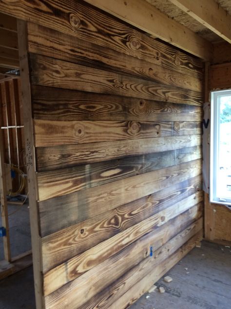 Burned Wood Ceiling, Burnt Wood Ceiling, Burnt Shiplap Wall, Burnt Wood Walls Interiors, Natural Wood Walls Interiors, Wood Walls Kitchen, Burned Wood Wall, Stained Wood Walls, Torched Wood Wall