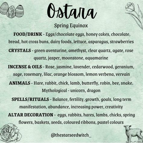 Spring Equinox Crystals, Witchy Easter, Ostara Recipes Pagan, Pagan Easter, Ostara Recipes, Spring Equinox Celebration, Spring Equinox Ritual, Wicca Holidays, Witches Wheel