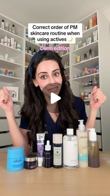 Dr Aamna Adel on Instagram: "It can be super confusing to know which order to apply your skincare routine: this is a simplified version for your night time skincare 🌙🌑  Key points ✨Don’t use your retinol and exfoliants on the same night  ✨ Exfoliate max 2-3 x week on nights where you’re not using your retinol ✨ Apply thinnest to thickest   Also this does not mean you should be using all of these steps! It’s to help if you are using any of these products and are unsure which order they should be used ☺️  Let me know if you have any questions about your night time routine below ⬇️  #skincare #skincareproducts #skincareproductsthatwork #skincaretips #skincareroutine #skincareroutinetips #nighttimeskincare #nighttimeskincareroutine #skincareaddict #skincareobsessed #dermatologist #glowyskin Nighttime Skincare Routine Order, Face Routine Order, Night Time Routine Skincare, Night Skin Care Routine Steps, Night Care Routine, Night Time Skin Routine, Night Skincare Routine, Deep Clean Skin, Hydrating Skin Care