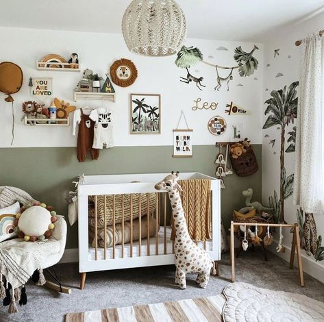 baby nursery ideas boy Green Nursery Boy, Boy Nurseries, Green Baby Room, Safari Theme Nursery, Baby Boy Bedroom, Baby Room Themes, Baby Boy Room Decor, Nursery Room Design, Baby Boy Room Nursery