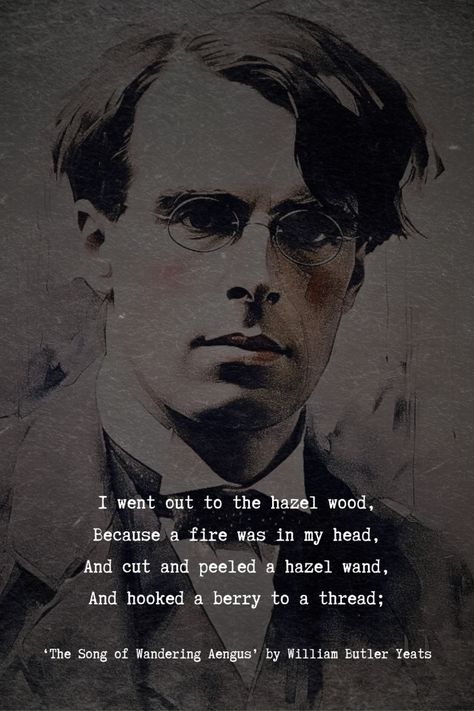 The "The Song of Wandering Aengus" by W.B. Yeats revolves around the concepts of longing, pursuit, and the quest for the transcendent or mystical. The poem explores the idea of an individual's relentless search for a deeper meaning or connection, symbolized by Aengus' quest to find the elusive girl he encountered in his youth. 

Excited to learn more poems from W.B. Yeats? Follow us and visit our website.

#author #WilliamButlerYeats #poems #analysis #poemanalysis #poetry #poetic #poem William Yeats Poems, Yeats Poetry, Yeats Poems, William Butler Yeats Poems, London William Blake Poem Analysis, Wb Yeats, Poem Analysis, W B Yeats, Always The Poet Never The Poem