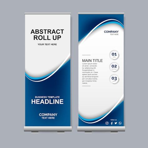 Vector blue modern roll up so business s... | Premium Vector #Freepik #vector #roll-up-banner #corporate-business #stand-banner #corporate-business-card Rollup Banner Design, Corporate Banner, Banner Clip Art, Roll Banner, Rollup Banner, Roll Up Banner, Retractable Banner, Corporate Design, Business Template