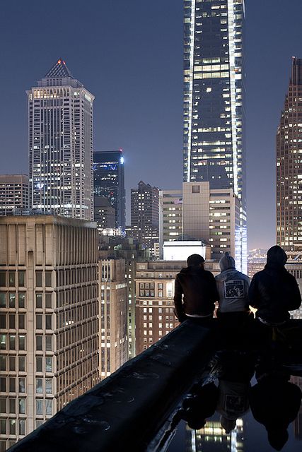 High Rise Rooftop. Saints Row, Night City, City Aesthetic, Pics Art, Willis Tower, City Life, Metropolis, City Lights, Black And White Photography